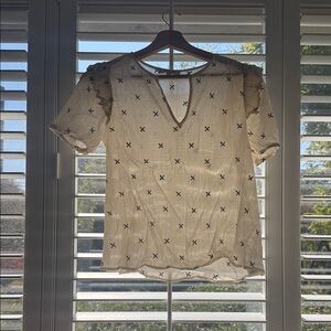 Madewell Cream Top with Subtle Pattern